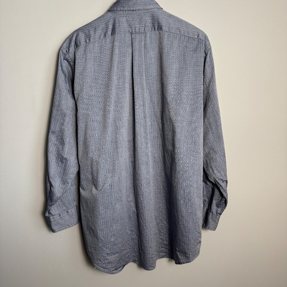 Lands' End Men's Bluish-Gray Herringbone Long Sleeve Button Up Shirt Size 17-33‎ - Picture 6 of 13